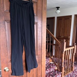 Black Gauze Flowy Women's Pants